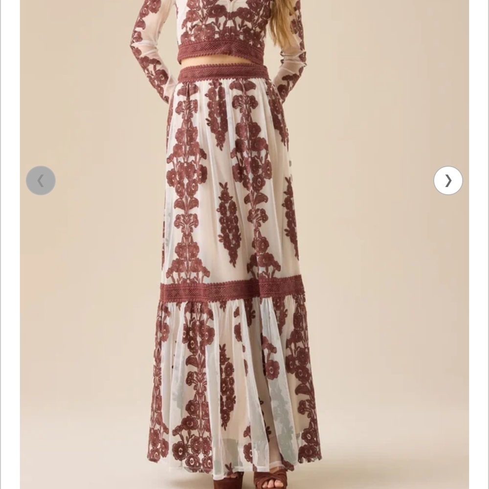 Elegant Lace Overlay Maxi Skirt Set Altar'd State